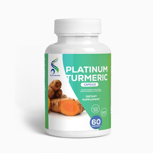 Blue Major's Platinum Turmeric, Helps Support Joint and a Healthy Metabolic Response, 60 Count