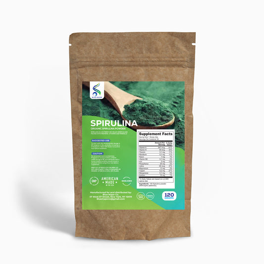 Blue Major's Organic Spirulina Powder, Nutrient-Rich Blue-Green Algae, Packed with Proteins, Vitamins and Minerals,120g